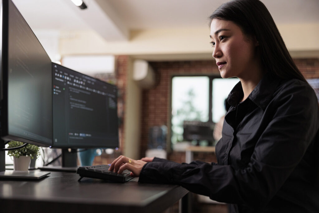 Women in Web3 technology gender: female blockchain developers working collaboratively in a tech environment